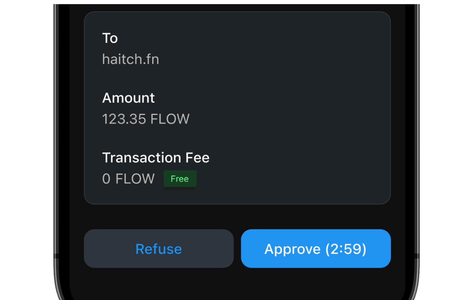 Gas Free Transaction Screen